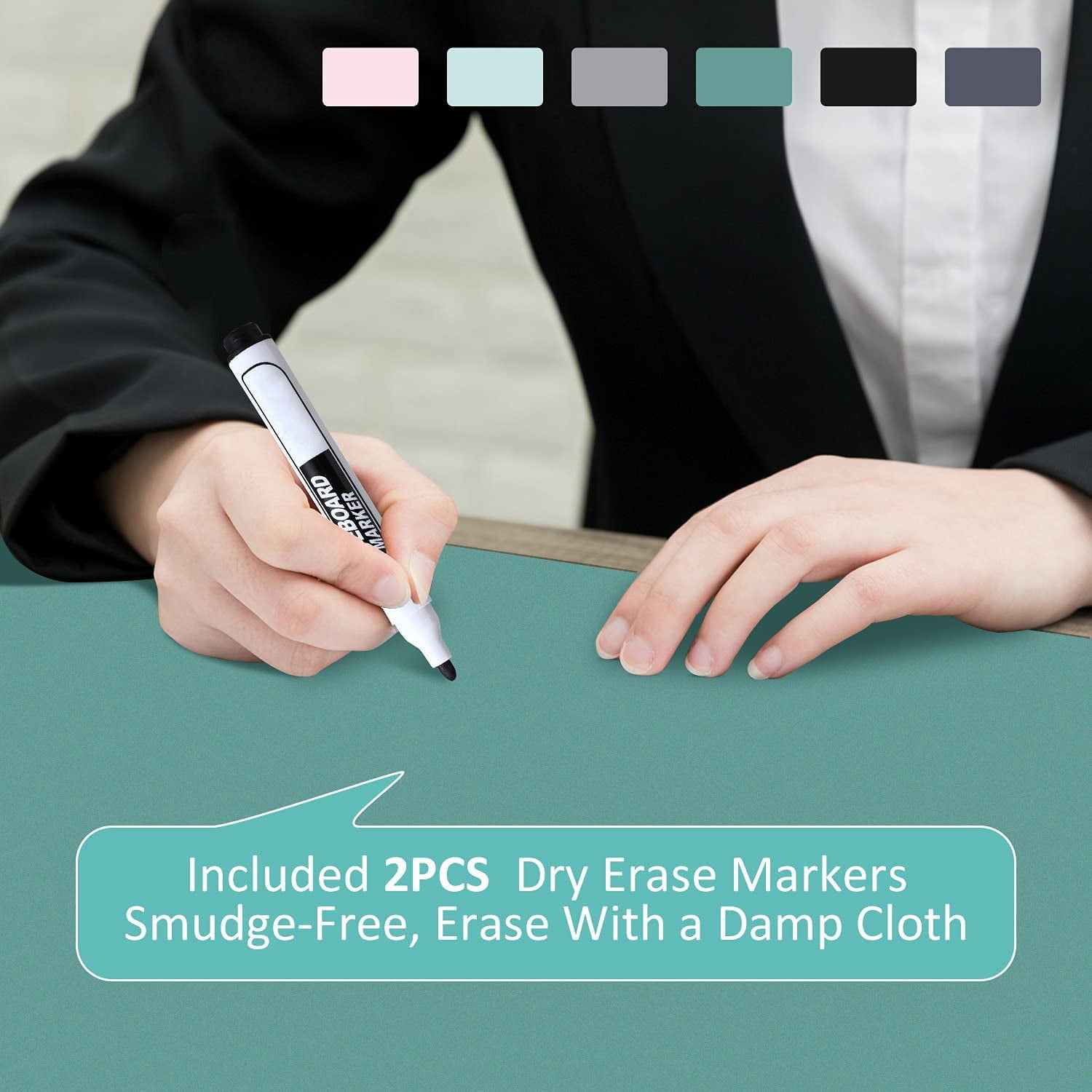 MAKUANG PVC Material Writable and Erasable Desk Mat, 27.5" x 13.8" Waterproof Large Desktop Mouse Pad, Lake Green