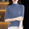 thumbnail image 4 of Wdgfv Cowl Neck Pullover Women Fall Winter Semi High Neck Knitted Pullover Sweater Slim Fit Ribbed Texture Versatile Casual Blouse, 4 of 5