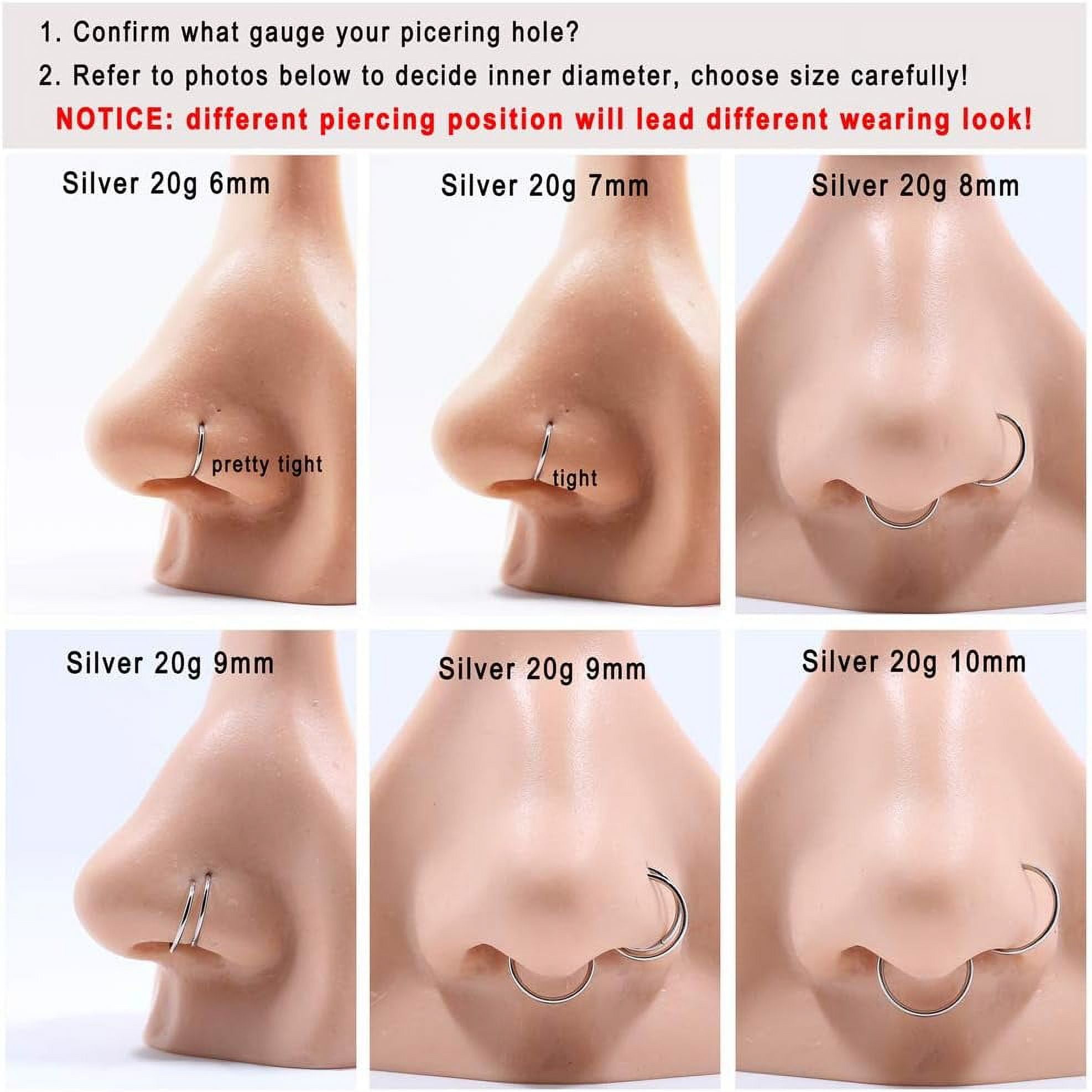 Dainty and Stylish 8mm Nose Rings for Women 20g Nose Hoop Jewelry for Helix Daith Tragus Septum Lip Piercings 20 Gauge Cartilage Earring Hoop Walmart