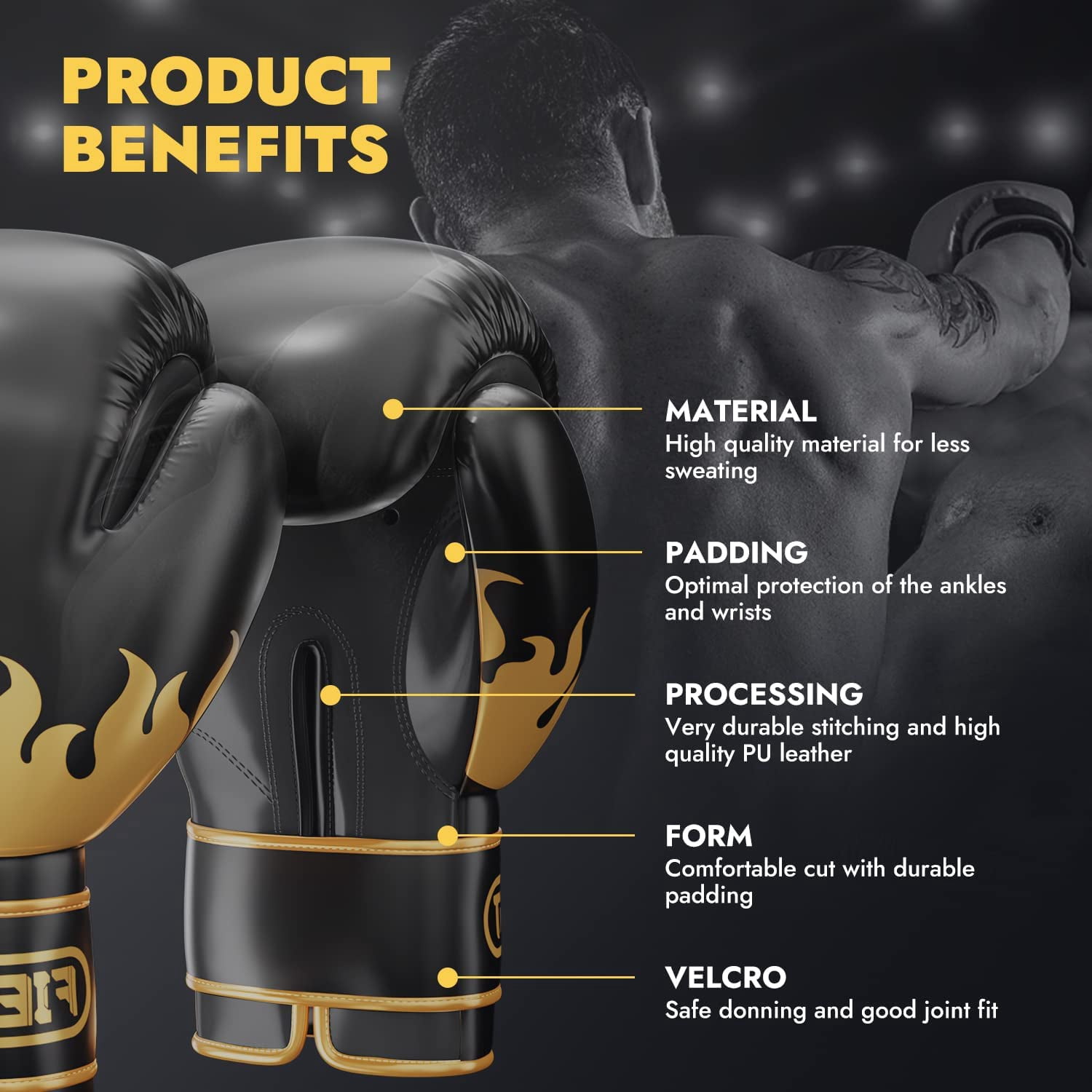 FIERCEFIST Boxing Gloves Men Women - Professional Training Sparring, Kickboxing, Muay Thai, MMA, Taekwondo, fitness for Punching Focus Mitts Pad Workout, Kids, Ventilated Palm, 6oz Black