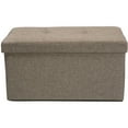 thumbnail image 3 of Simplify Faux Linen Double Folding Storage Ottoman, Natural Beige, 3 of 11