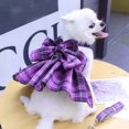 thumbnail image 5 of Plaid Dog Dress Bow Tie Harness Leash Set for Small Dogs Cats Girl Cute Princess Dog Dresses Spring Summer Rabbit Clothes Pet OutfitsS, 5 of 5