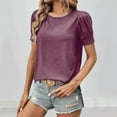 thumbnail image 2 of Plebaso Women's 2025 Tops Puff Short Sleeve Crewneck T Shirts Casual Solid Color Summer Spring Blouses, 2 of 6