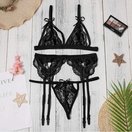

VOSS Ladies Lingerie Lace Strap Garter Belt Fashion Lingerie Set