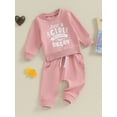 thumbnail image 3 of Bslissey 3M-3T Toddler Baby Girls Pants Set Long Sleeve Letter Print Sweatshirt + Elastic Waist Sweatpants 2Pcs Tracksuit Outfits Infant Casual Daily Clothes, 3 of 9