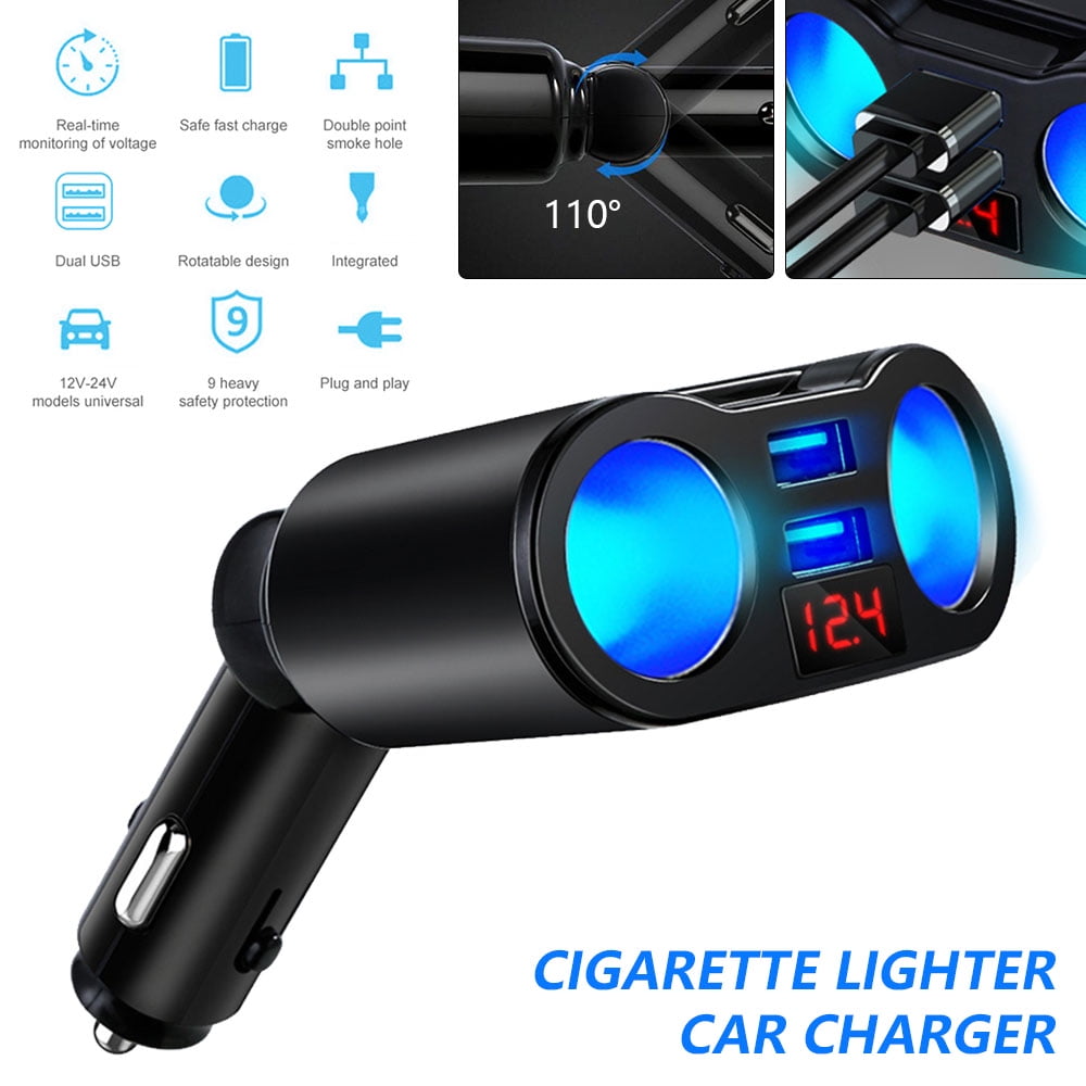 Car Cigare Lighter Splitter DC 12V Dual USB Charger Power Adapter US 