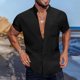 thumbnail image 1 of pstuiky Camisa de manga corta para hombre, Camisa de manga corta con cuello alto y botones con bolsillo versátil de color sólido para hombre camisas casuales para hombre xxxl, 1 of 6