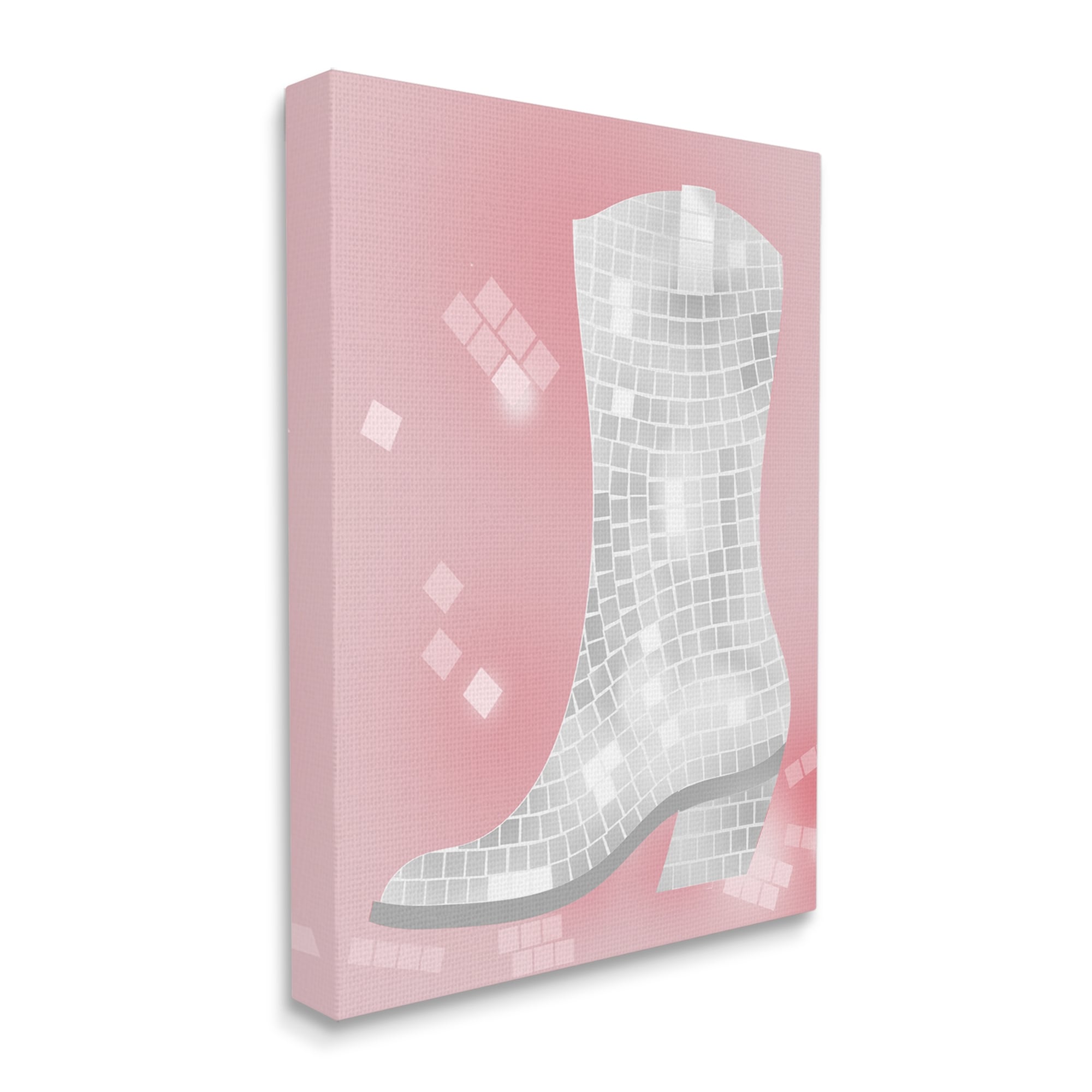 Stupell Industries Pink Disco Pattern Cowboy Boot Beauty & Fashion Painting Gallery Wrapped Canvas Print Wall Art