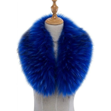 

Artificial Fur Collar 55CM Synthetic Fox Fur Removable Artificial Collar with Buttons Faux Fox Fur Scarf Ladies Warm Winter Scarf Royal Blue STD-767