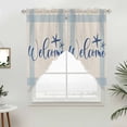 thumbnail image 2 of Swag Valance Curtains for Windows, Coastal Starfish Light Filtering Kitchen Curtains with Rod Pocket, Blue Beige Rustic Stripes Summer Ocean Window Treatment Valances for Living Room, 36x45 - 2 PCS, 2 of 9