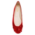 thumbnail image 4 of YDN Women Classic Bowknot Round Closed Toe Ballet Flats Slip On Pumps Low Heel Simple Dressy Casual Soft Shoes Size 5 Red Pu, 4 of 4