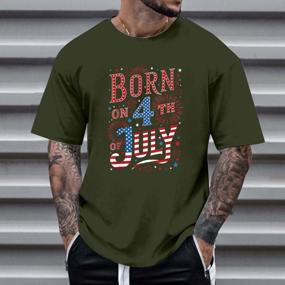 Jjayotai 4th of July Shirts, USA Shirt, Mens Patriotic Outfit, USA Flag T Shirts, Short Sleeve Crew Neck Graphic Tees, Big and Tall Shirts for Men