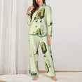 thumbnail image 3 of Junzan Avocado For Exercise Print Womens Pajama Sets,Long Sleeve Button Down For Women Pjs 2 Piece, 3 of 9