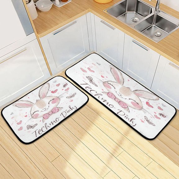 Kitchen Rugs and Mats【2 PCS】Non Skid Cute Dazzler Pattern Creative Kitchen Mat