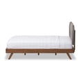 thumbnail image 5 of Baxton Studio Penelope Mid-Century Modern Solid Walnut Wood Fabric Upholstered Platform Bed, Multiple Sizes, Multiple Colors, 5 of 7