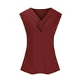 thumbnail image 4 of Njoeus Summer Tops for Women Sleeveless V Neck Shirts Casual Flowy Tank Tops Button Pleated Front Tunic Blouses S-XXL, 4 of 6