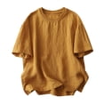 thumbnail image 2 of Summer Fashion Shirts for Womens Plus Size Short-sleeved V-neck Solid Color Casual Loose T-shirt, 2 of 9
