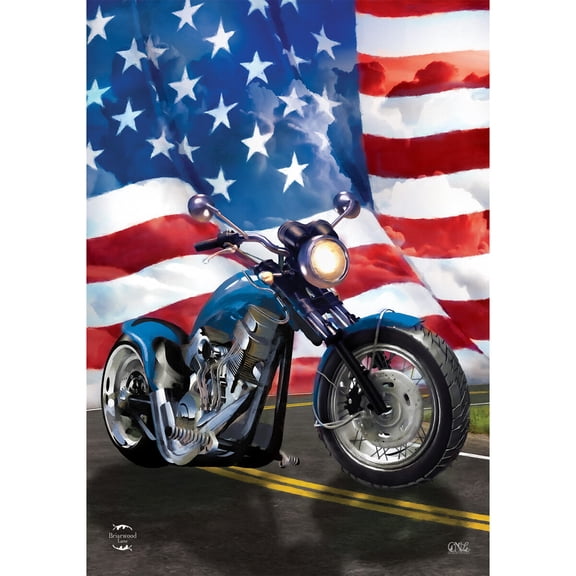 Briarwood Lane Summer 4th of July Garden Flag 12x18 For Outdoor American Motorcycle Patriotic For 4th of July Garden Flag Flags For Outside