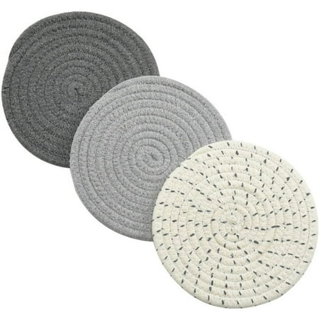 

Yoaney Clearance! Placemat 3Pc Cotton Rope Woven Meal Mat Circular Cotton Thread Woven Cup Mat Sand Pot Mat Kitchen Table Thickened Insulation Mat 1*18Cm (Light Gray + Dark Gray + Gray Dots)