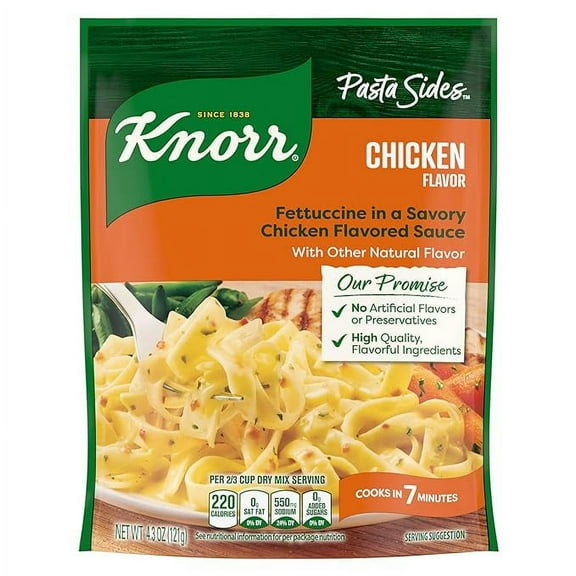 Pack of 2 Knorr Pasta Sides Chicken Fettuccine For Delicious Quick Pasta Side Dishes No Artificial Flavors or Preservatives 4.3 oz