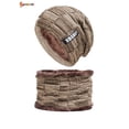 thumbnail image 2 of Spencer Set of 2 Winter Beanie Hats Scarf Set Warm Knit Hat Fleece Lined Skull Cap for Men Women Kids "Khaki", 2 of 7