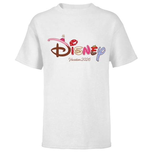 Disney Logo Sweet Treat Hearts Trip Matching Vacation 2026 - Short Sleeve T-Shirt for Kids - Customized-White