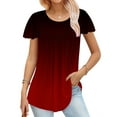 thumbnail image 3 of hoksml Womens Plus Size Tops Tunic Short Sleeve Crew Neck Tunics Casual Summer Dressy Tops Blouses with Trendy Pleated 1X-5X L, 3 of 5