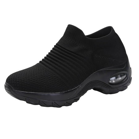 

DVKOVI Womans Dress Shoes Womens Slip On Sneakers Women s Wear Walking Shoes Socks Sneakers Mesh Loafers Unisex Lightweight Casual Sneakers for Gym Travel Work Platform Sneakers for Women Black 37