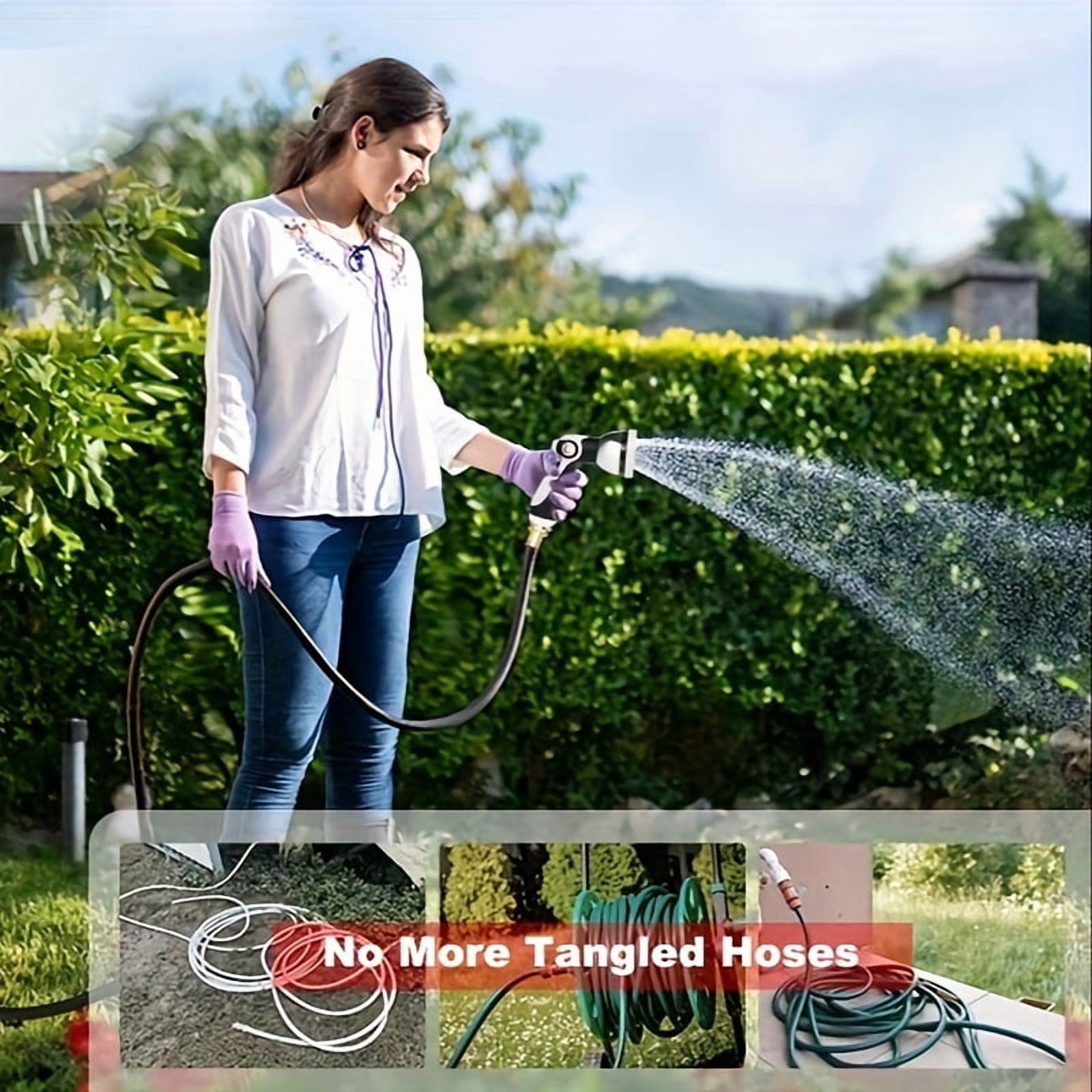 HOZEREEL 100-Ft x 1/2"  Retractable Garden Hose Reel, Decorative Outdoor Garden Hose Reel—Automatic Retractable Wall-Mounted Hose Reel with Enclosed Storage, Lockable at Any Length, 10-Type Nozzle