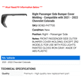 thumbnail image 2 of Right Passenger Side Bumper Cover Molding - Compatible with 2021 - 2022 Chevy Colorado, 2 of 2