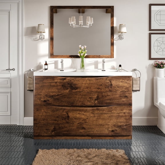 Eviva Smiley 48 Inch Freestanding Rosewood Bathroom Vanity