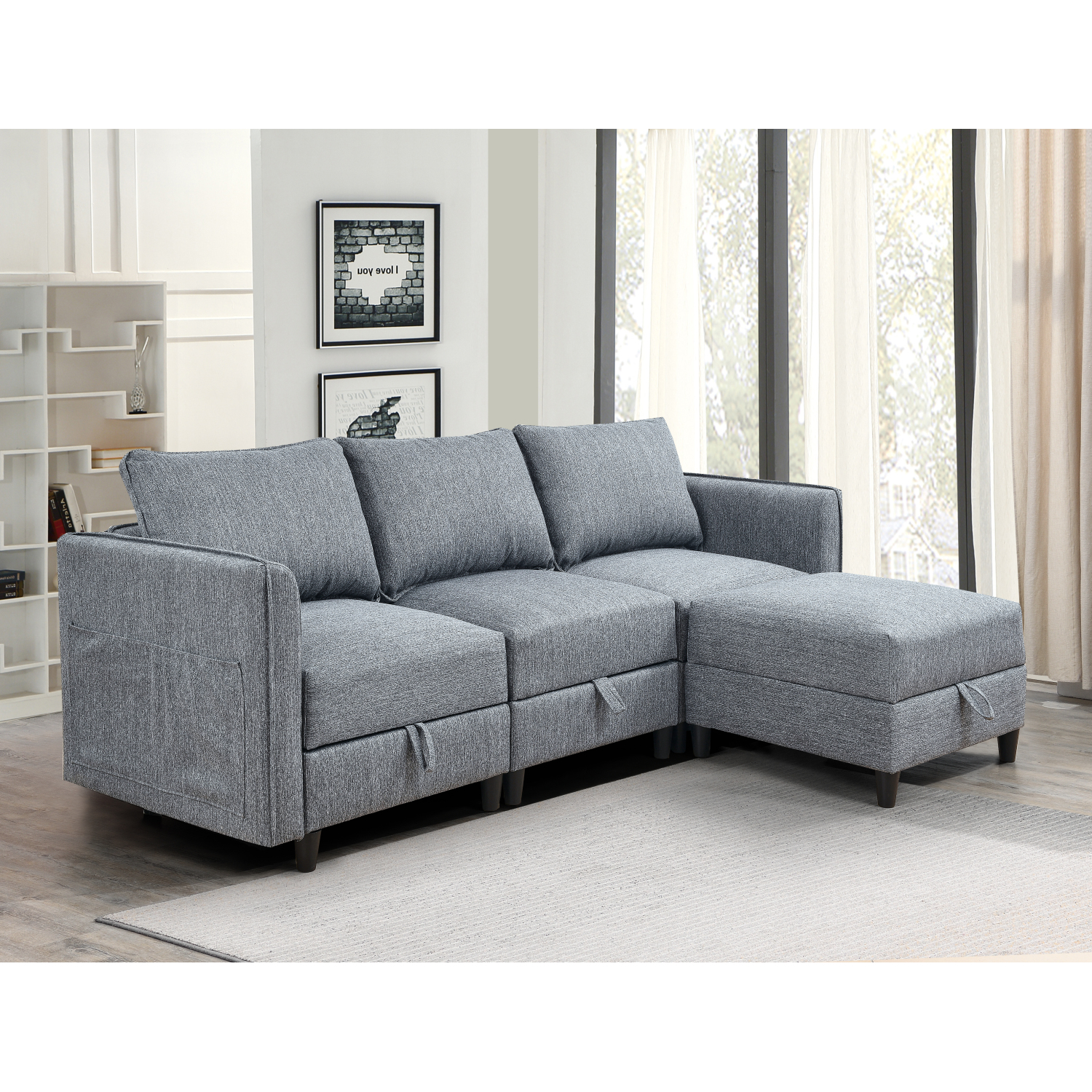 Holaki Modular Sectional Sofa Faux Leather L Shaped Convertible Couch