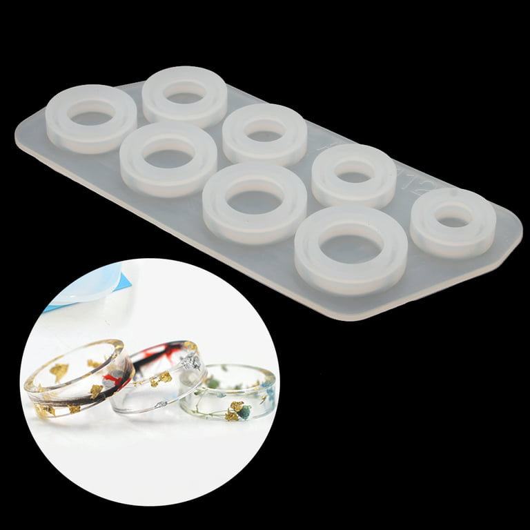 JUNTEX 8Pcs/set Ring Silicone Mold for Epoxy Resin Ring Mold Necklace  Pendant Size 5-12 