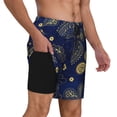 thumbnail image 2 of Kdxio Vintage Golden Butterfly Print Men's Swim Trunks with Compression Liner 7 Inch Inseam Quick Dry Swim Shorts, 2 of 7