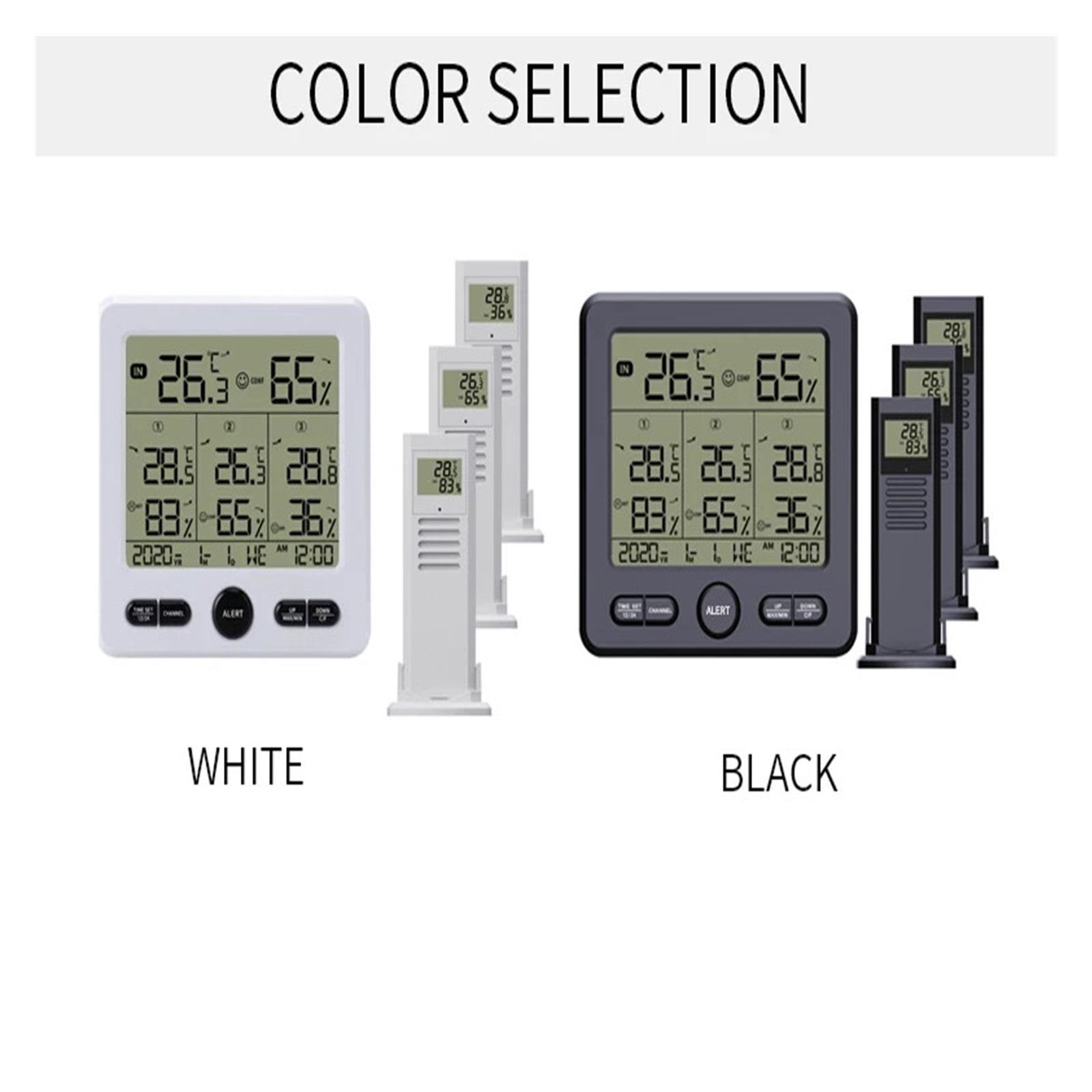 Weather Station Wireless Indoor Outdoor Thermometer Digital Temperature Hygrometer with 3pcs Remote ,Weather Forecast