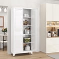 thumbnail image 3 of Polup 75" Height Metal white Storage Cabinet, Modern Tall Steel Pantry Cupboard with 2 Doors and Adjustable Shelves for Kitchen Garage and Home, 3 of 9