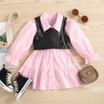 thumbnail image 4 of Lovebay Kids Girls Fashion Outfits Pink Long Shirts Dress + PU Leather Vest 1-6Years, 4 of 14