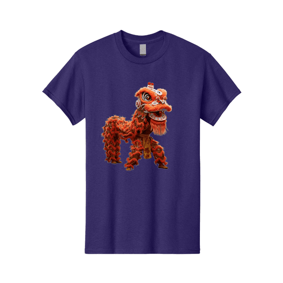 Chinese-Lion-Dance Mens Graphic Tee, 100% Cotton, Casual Summer Wear BAA296