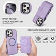 thumbnail image 5 of for iPhone 16 Pro Case, Compatible with MagSafe, Detachable Magnetic Wallet Case with PU Leather Kickstand Card Slots Shockproof Protection 2 In 1 Function Case for iPhone 16 Pro, Purple, 5 of 8