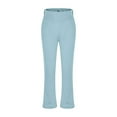 thumbnail image 4 of Kids Casual Athletic Pull-On Pants New Girls Wide Leg Yoga Pants High Waisted Flare Leggings Student School Uniform Pants for Kids with Pockets Light Blue 9 Years, 4 of 7