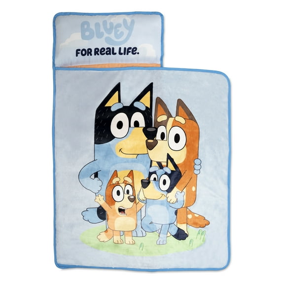 Bluey & Family "For Real Life" Toddler Nap Mat, Blue, Unisex