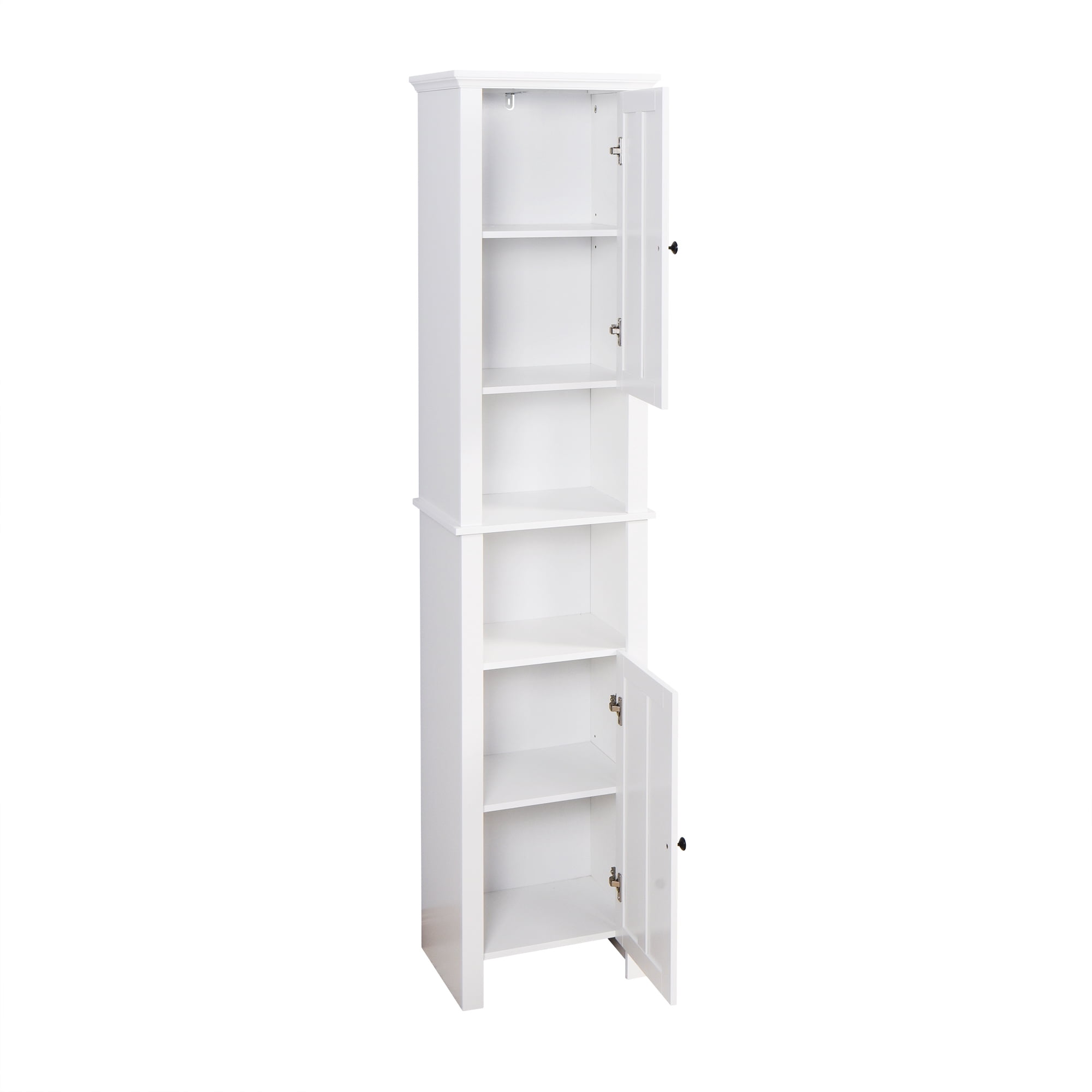 Noble House 66.93" Bathroom Floor Storage Cabinet with Adjustable Shelves, White