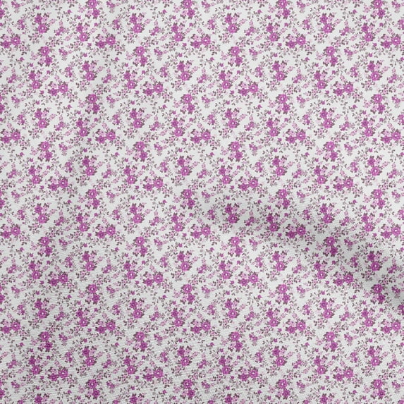 oneOone Velvet White Fabric Floral Sewing Craft Projects Fabric Prints By Yard 58 Inch Wide