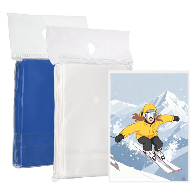 Uxcell Pochettes Mates pour Cartes, Protège-Cartes de Collection Parfaites pour Cartes à Collectionner & Baseball & Sports & Rassemblement de Magie & Cartes de Jeu de Magie (Blanc/bleu, 100 Pcs)