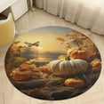 thumbnail image 5 of Thanksgiving Pumpkins Round Small Area Rug, Print Non Slip Washable Floor Mat, Soft Throw Rug for Living Room, Powder Room Entryway, Bathroom, Bedside, 5 of 7