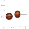 thumbnail image 3 of FB Jewels Sterling Silver 9-10mm Brown FW Cultured Button Pearl Stud Earrings, 3 of 3
