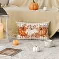 thumbnail image 4 of Sm:)e Fall Pillow Cover 12x20 Inch - Rustic Farmhouse Style Throw Pillowcase, Orange Pumpkins and Maple Leaves, 4 of 7