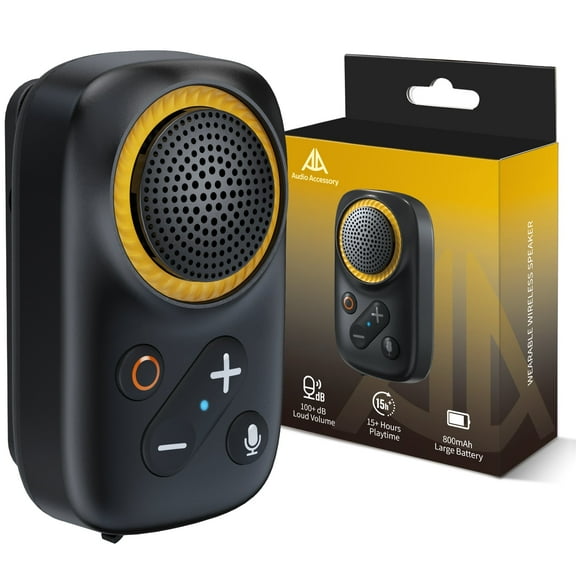 Wearable Bluetooth Speaker, 20 Hours All-Day Playtime, with Built-in Mic, 120dB Loud and 800mAh Battery
