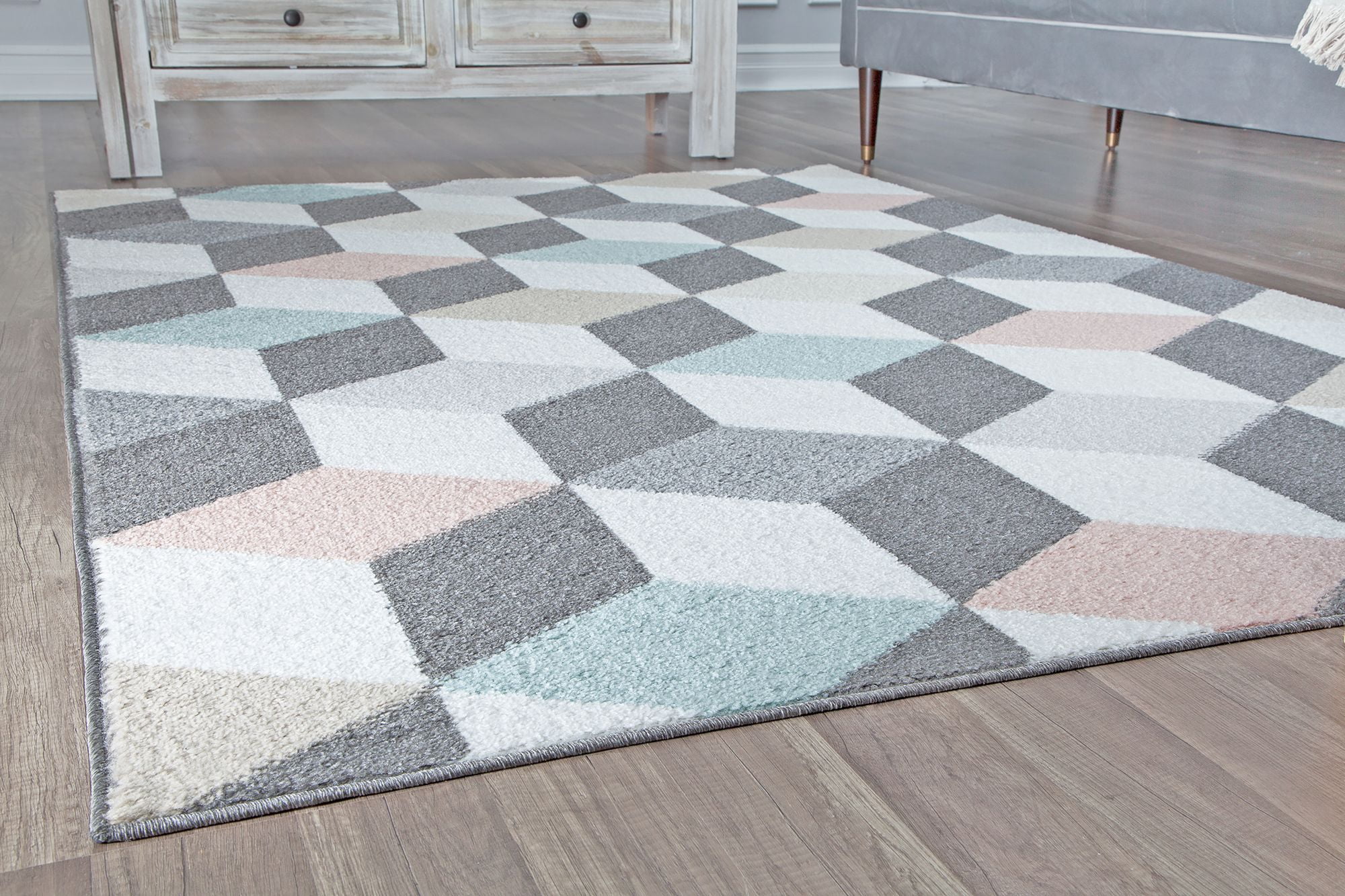 Rugs America Mika MO20A Earl Grey Geometric Contemporary Multi Area Rug, 8'x10'