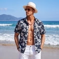 thumbnail image 6 of Hawaiian Shirts for Men Short Sleeve Button Down Aloha Shirts Summer Beach Floral Shirt Navy Tropical Leaf, 6 of 8